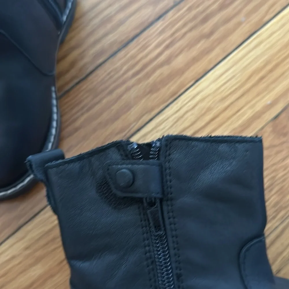 Zara kids girls leather zip boots black 25 - 9